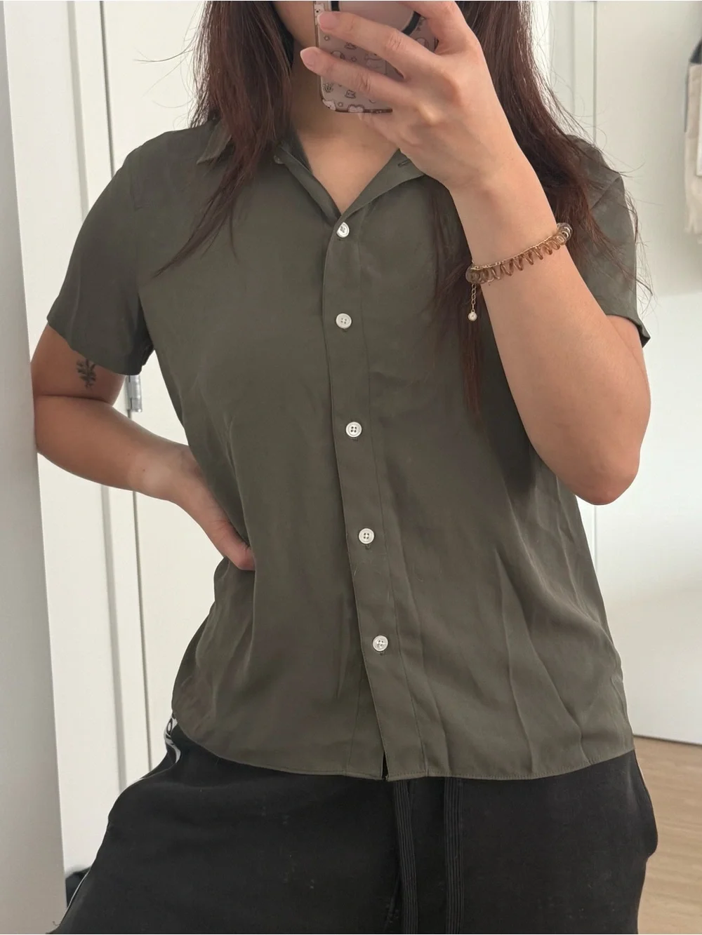 J. Crew Olive Green Short-Sleeve Button-Down Shirt